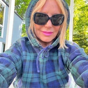 Polo Ralph Lauren Fleece Lined Green Plaid Hooded Sweatshirt